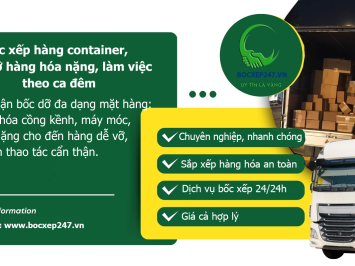 Bốc xếp hàng container, bốc dỡ hàng hóa nặng, làm việc theo ca đêm