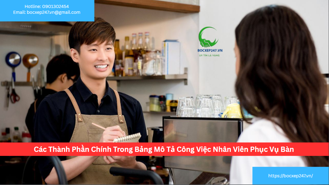 Các Thành Phần Chính Trong Bảng Mô Tả Công Việc Nhân Viên Phục Vụ Bàn