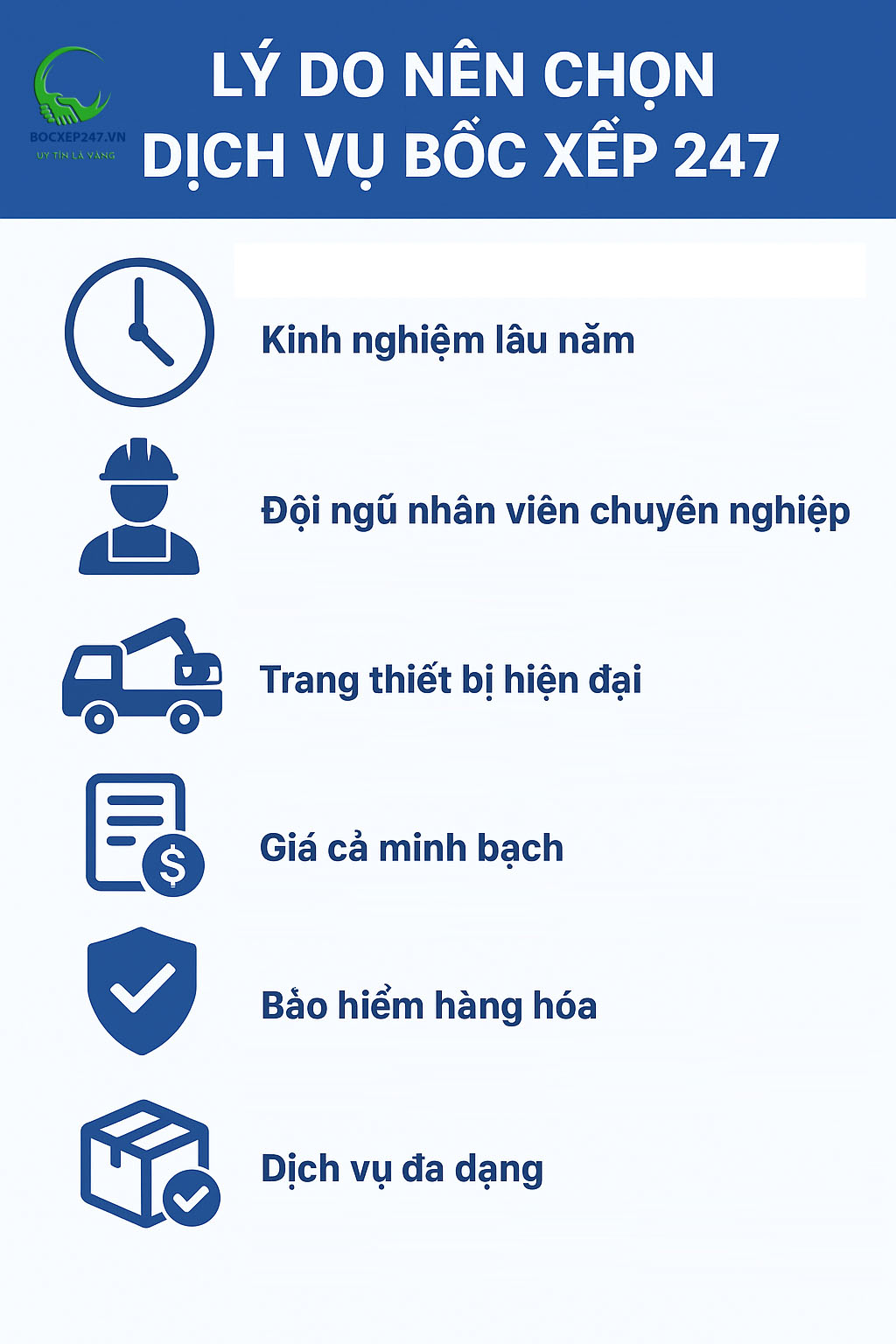 Lý do nên chọn Dịch vụ bốc xếp 247