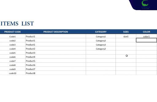 Điền kích thước và màu sắc
