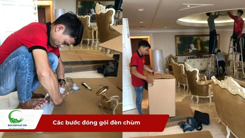 Hướng dẫn chi tiết các bước đóng gói đèn chùm an toàn