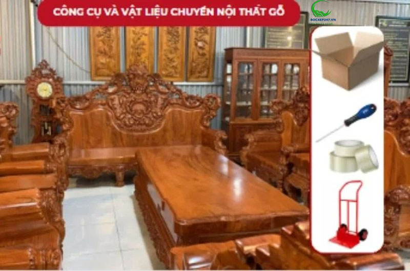 Chuẩn bị công cụ và vật liệu di dời nội thất bằng gỗ