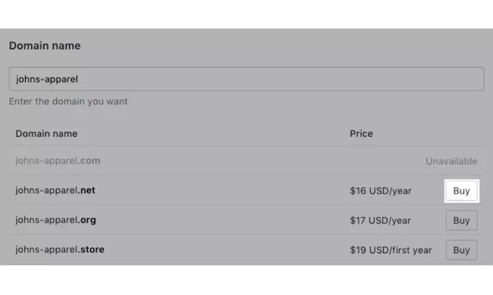 Mua tên miền kinh doanh dropship Shopify