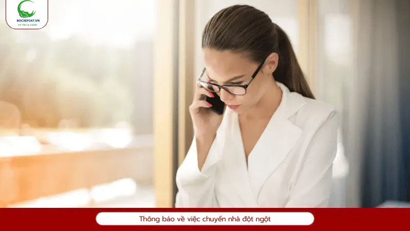 Thông báo về việc chuyển nhà đột ngột